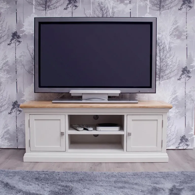 1776239136Cotswold-TV-Unit-2-Door-Oak-and-Painted Hatherleigh TV Unit - 2 Door - Oak and Painted - Image 1
