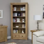 Instow Large Bookcase - 2 Drawer - Oak