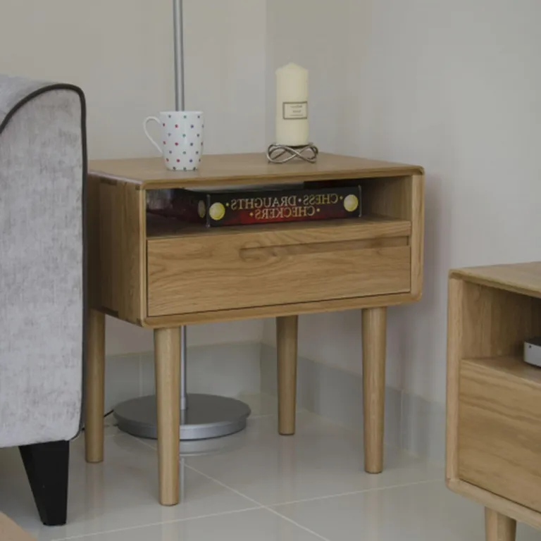 Danish-Oak-1-Drawer-Lamp-Table Lynton Lamp Table - 1 Drawer - Oak - Image 1