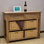Croyde Console Table with Baskets - 2 Drawer - Oak