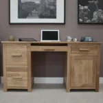 Croyde Computer Desk - Double Pedestal - Oak