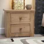 Saunton Bedside Cabinet - 2 Drawer - Oak