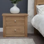 Saunton Bedside Cabinet - 2 Drawer - Wide - Oak