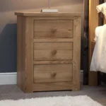 Saunton Bedside Cabinet - 3 Drawer - Oak