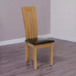 Dennis Dining Chair - Set of 2 - Oak - Dark Brown Leather