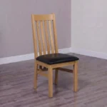 Nathan Dining Chair - Set of 2 - Oak - Dark Brown Leather