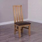 Paris Dining Chair - Set of 2 - Oak - Dark Brown Leather