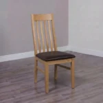 Perugia Dining Chair - Set of 2 - Oak - Dark Brown Leather