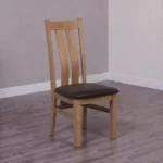 Vermont Dining Chair - Set of 2 - Oak - Dark Brown Leather