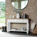 Umberleigh White Painted Oak Large 3 Drawer Console Table