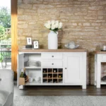 Umberleigh White Painted Oak Large Sideboard Wine Rack