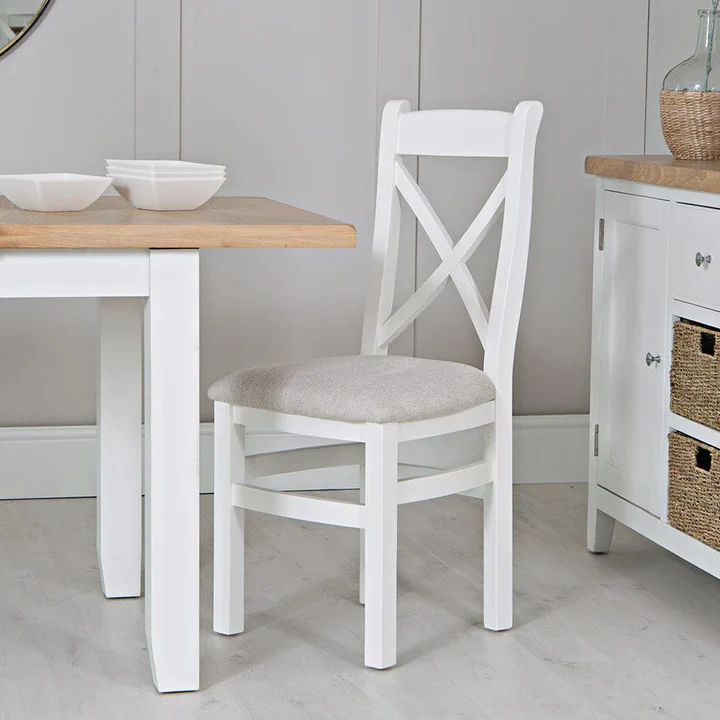 DiningWhite-Cross Exeter Cross Back Chair Fabric Seat - Image 1