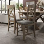 Tavistock Cross Back Chair Fabric Seat in Check Grey