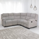 Rock Manual Corner Sofa with Console in Silver