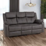 Rock Manual Recliner 3 Seater Sofa with Console in Steel