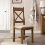 Ivybridge Oak Cross Back Chair With Fabric Seat
