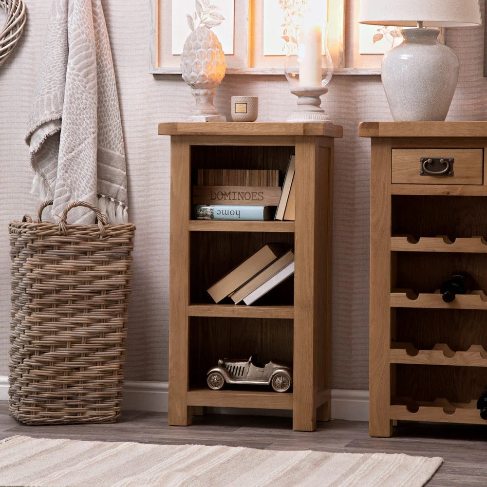 co-nbc-ls_1 Ivybridge Oak Small Narrow Bookcase - Image 1